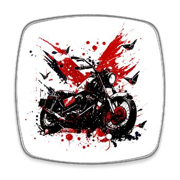 Cooles Vintage Motorrad Chopper Trash Polka Style - Viereckiger Kühlschrankmagnet - Weiß - Vorne