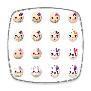 Oeuf de Pâques avec Visage Oeufs de Pâques Personnage - Magnet carré - blanc - Devant