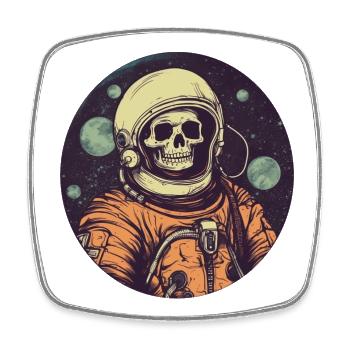 Squelette effrayant en tant qu’astronaute - Magnet carré - blanc - Devant