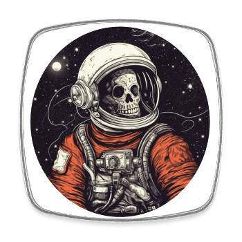 Squelette effrayant en tant qu’astronaute - Magnet carré - blanc - Devant