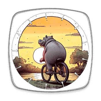 Cycling, not a pastime for hippos - Square fridge magnet - white - Front