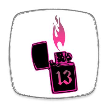 Feuerzeug Nummer 13 pink - Viereckiger Kühlschrankmagnet - Weiß - Vorne