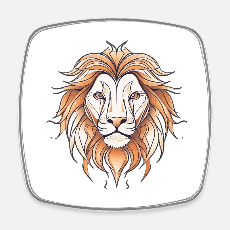 Wild Lion Lion Charming Line Design - Square fridge magnet - white