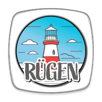 Maritim - Leuchtturm Rügen - Viereckiger Kühlschrankmagnet - Weiß - Vorne