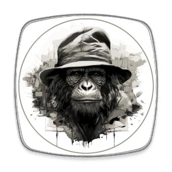 Singe sérieux #2 - Magnet carré - blanc - Devant