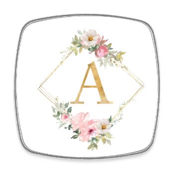 Customizable Monogram A Pastel Floral - Square fridge magnet - white - Front
