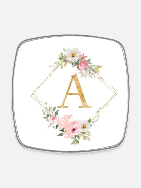 Monogramme personnalisable A Pastel Floral - Magnet carré - blanc