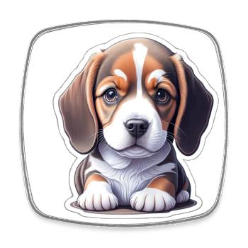 Adorable-cute beagle puppy - Square fridge magnet - white - Front