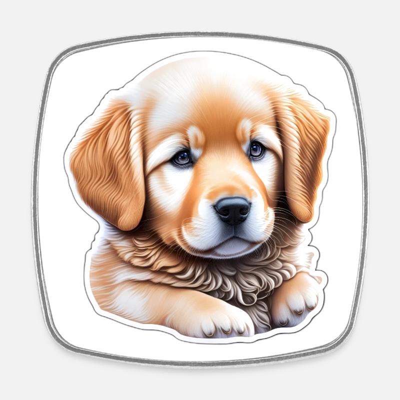 Mignon chiot golden retriever mignon - Magnet carré - blanc