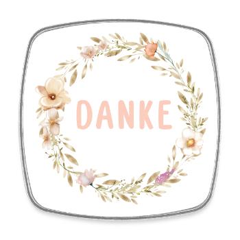 Danke! Blumenkranz, Pastell, personalisierbar - Viereckiger Kühlschrankmagnet - Weiß - Vorne