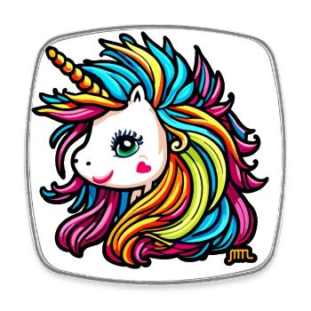 Rainbow Mane Unicorn - 5000 - DIGITAL - Square fridge magnet - white - Front
