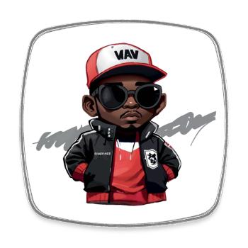 Little Hip Hop Head (Rouge) - Magnet carré - blanc - Devant