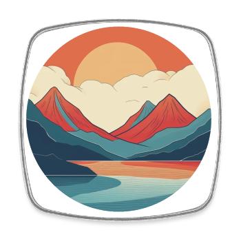 Mountains with sunset - Square fridge magnet - white - Front