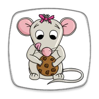 La souris trouve un cookie - Magnet carré - blanc - Devant