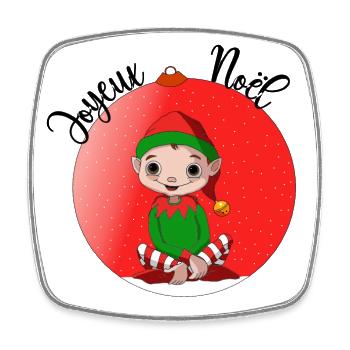 lutin de Noël - Magnet carré - blanc - Devant