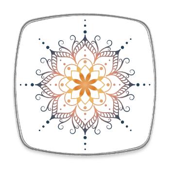 Mandala in warm colors - Square fridge magnet - white - Front