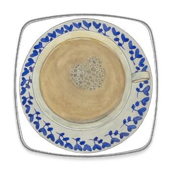 tasse à thé coeur thé amour thé mignon thé à l’heure du thé - Magnet carré - blanc - Devant