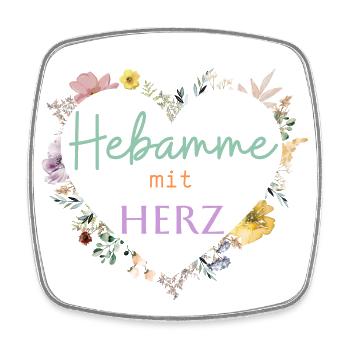 HEBAMME MIT HERZ ! Blumen-Herz - Viereckiger Kühlschrankmagnet - Weiß - Vorne