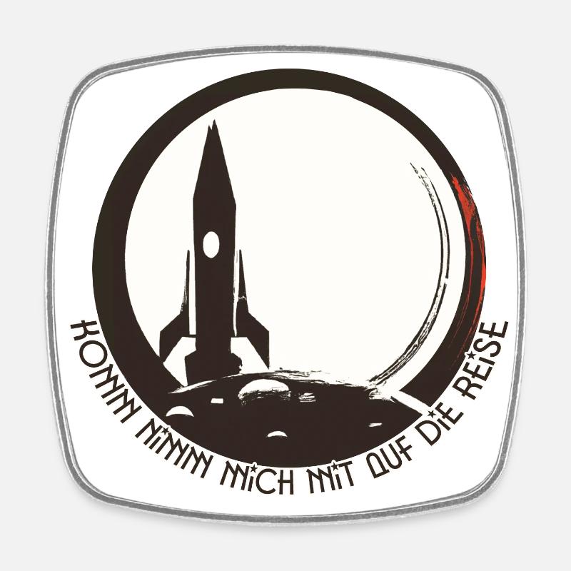 Trip to the moon - Square fridge magnet - white