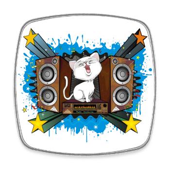 Cat singing - Square fridge magnet - white - Front