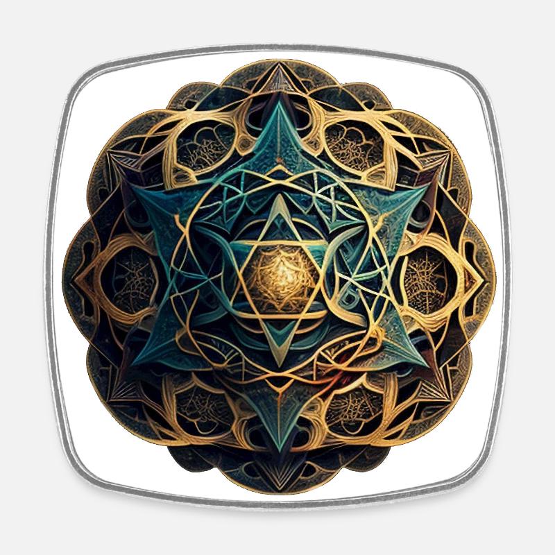 Ray Mandala - Square fridge magnet - white