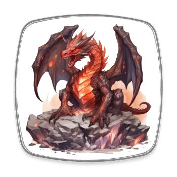 Red fantasy dragon. A gift for dragon lovers. - Square fridge magnet - white - Front