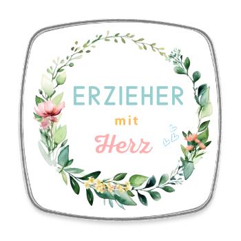 Erzieher mit Herz - personalisierbares Design - Viereckiger Kühlschrankmagnet - Weiß - Vorne