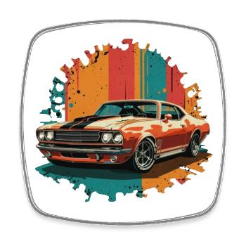 Retro muscle car 1 - Square fridge magnet - white - Front