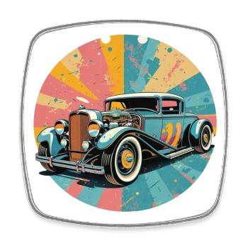 Hot Rod rétro - Magnet carré - blanc - Devant