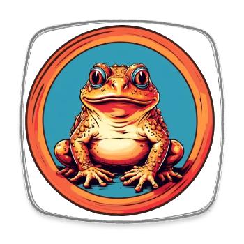 Frosch mit Mütze auf Farbklecksen - Viereckiger Kühlschrankmagnet - Weiß - Vorne