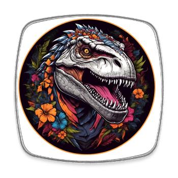 Portrait coloré de Tyrannosaurus Rex T-Rex - Magnet carré - blanc - Devant