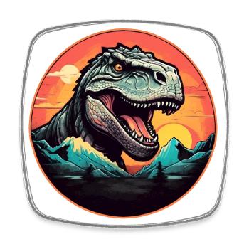 Tyrannosaurus Rex T-Rex dans un cercle coloré - Magnet carré - blanc - Devant