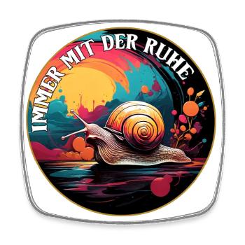 Schnecke im bunten Kreis immer mit der Ruhe - Viereckiger Kühlschrankmagnet - Weiß - Vorne