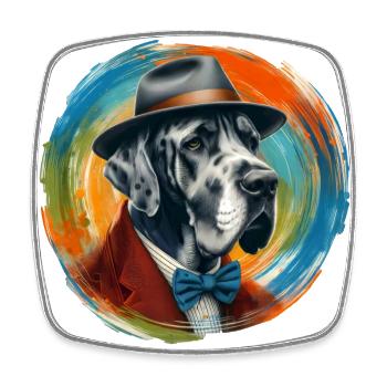 Art du Dogue Allemand - Magnet carré - blanc - Devant