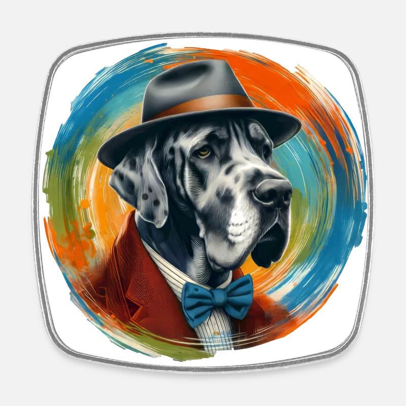 Great Dane Art - Square fridge magnet - white