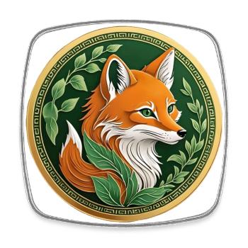 Fancy coin a green fox with orange - Square fridge magnet - white - Front