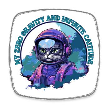 Confident Bengal astronaut cat - Square fridge magnet - white - Front