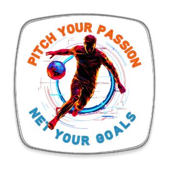 Neon football match, motivational quote - Square fridge magnet - white - Front