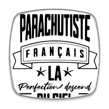 "Parachutiste Français, Perfection Céleste" - Magnet carré - blanc - Devant