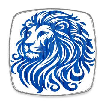 Blauer Löwe, durchbrochenes Gemälde. Der König der Tiere. - Viereckiger Kühlschrankmagnet - Weiß - Vorne