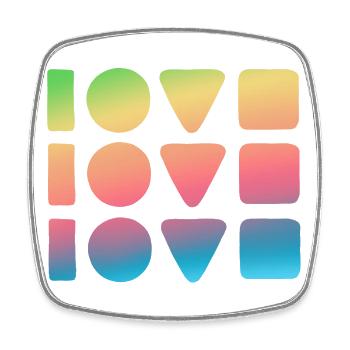 3x Love - Square fridge magnet - white - Front