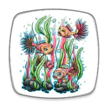Nager avec les poissons - Magnet carré - blanc - Devant