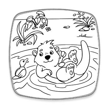 Otter-Malspaß für Kinderbekleidung und Taschen - Viereckiger Kühlschrankmagnet - Weiß - Vorne