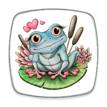 Frosch - Viereckiger Kühlschrankmagnet - Weiß - Vorne