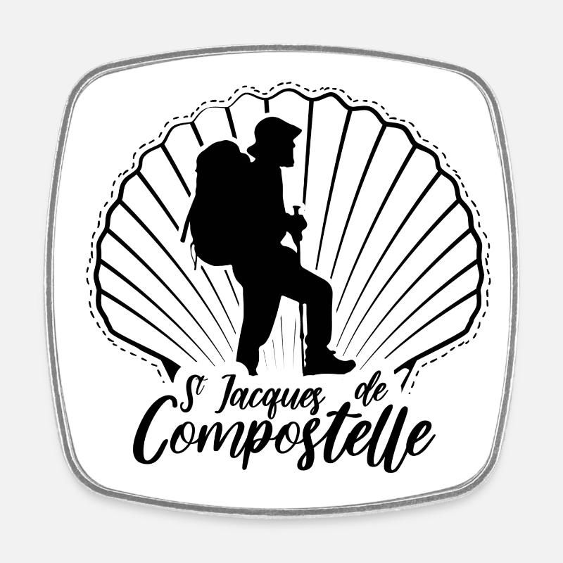 Chemin de Saint Jacques de Compostelle - Magnet carré - blanc