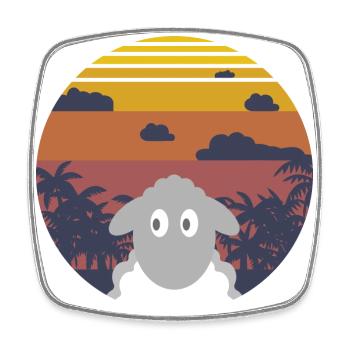 Mouton coucher de soleil Vintage cadeau - Magnet carré - blanc - Devant