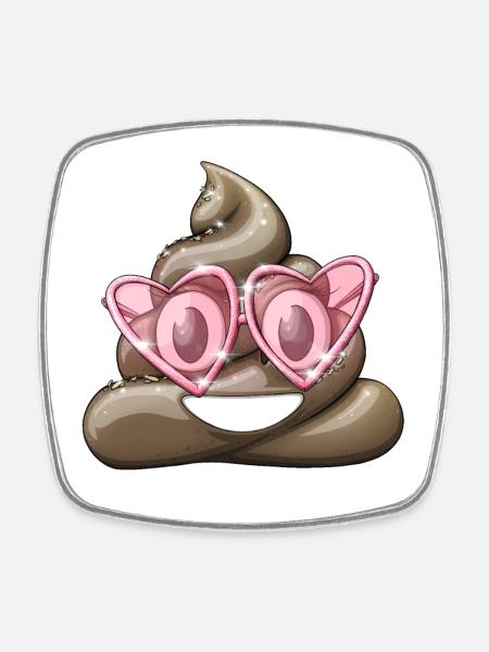 Empiler le caca avec des lunettes roses - Magnet carré - blanc