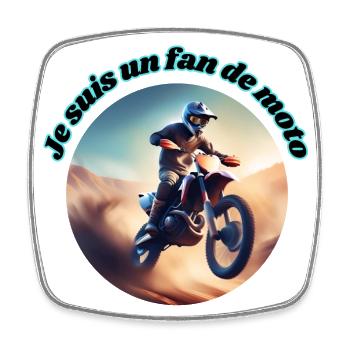 Fan de moto - Magnet carré - blanc - Devant