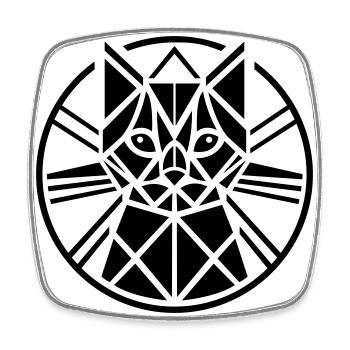 Katze Artefakt Motiv Abstrakt - Viereckiger Kühlschrankmagnet - Weiß - Vorne
