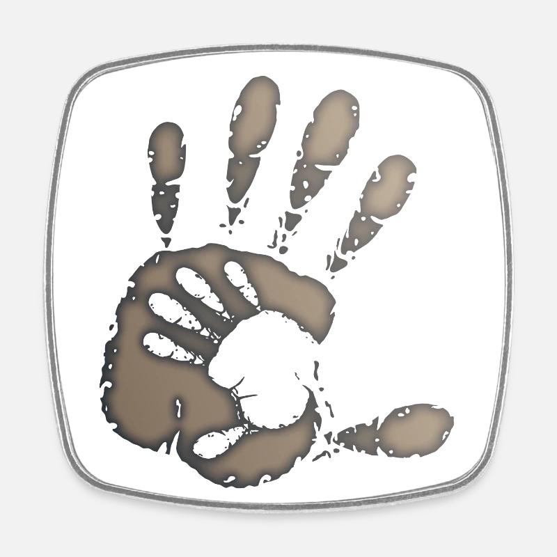 HANDS - GREY - Square fridge magnet - white